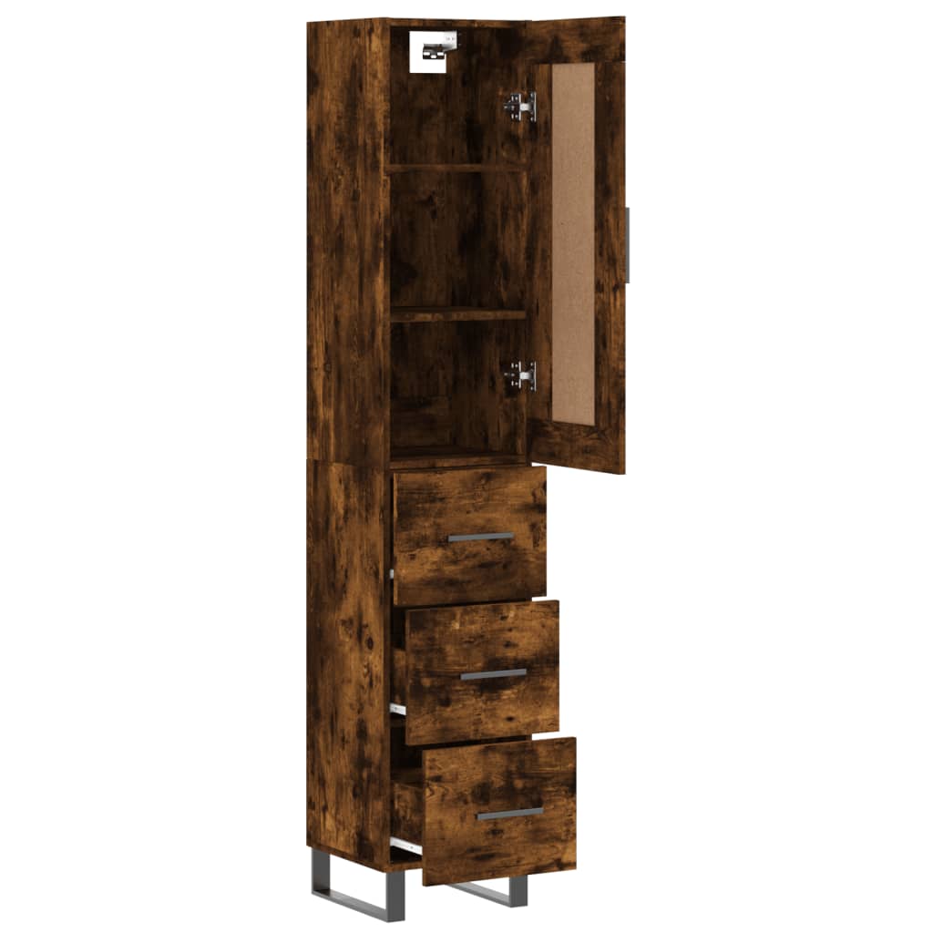 Tall cabinet, smoky oak, 34.5x34x180 cm, processed wood