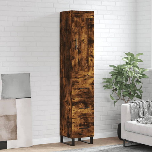 Tall cabinet, smoky oak, 34.5x34x180 cm, processed wood