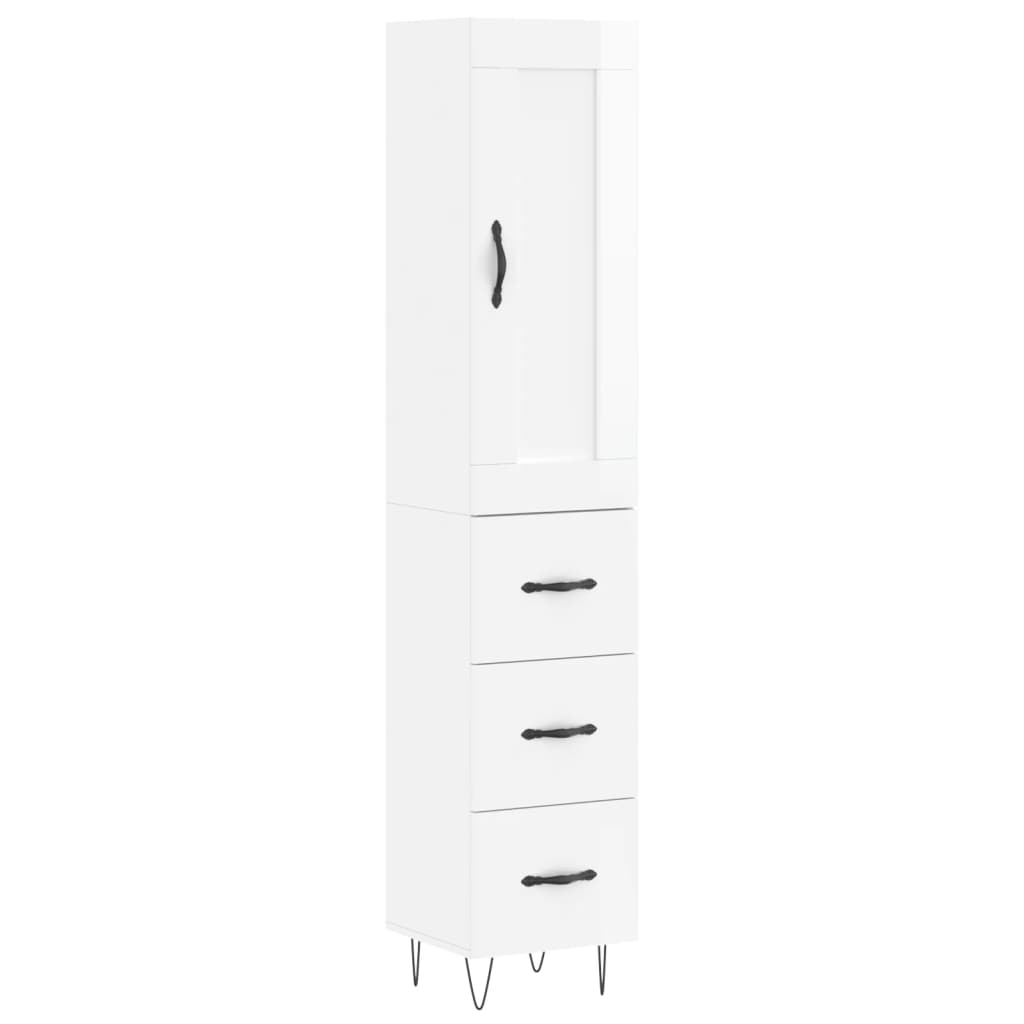 Tall cabinet, high-gloss white, 34.5x34x180 cm, engineered wood