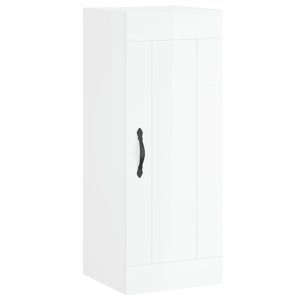 Tall cabinet, high-gloss white, 34.5x34x180 cm, engineered wood