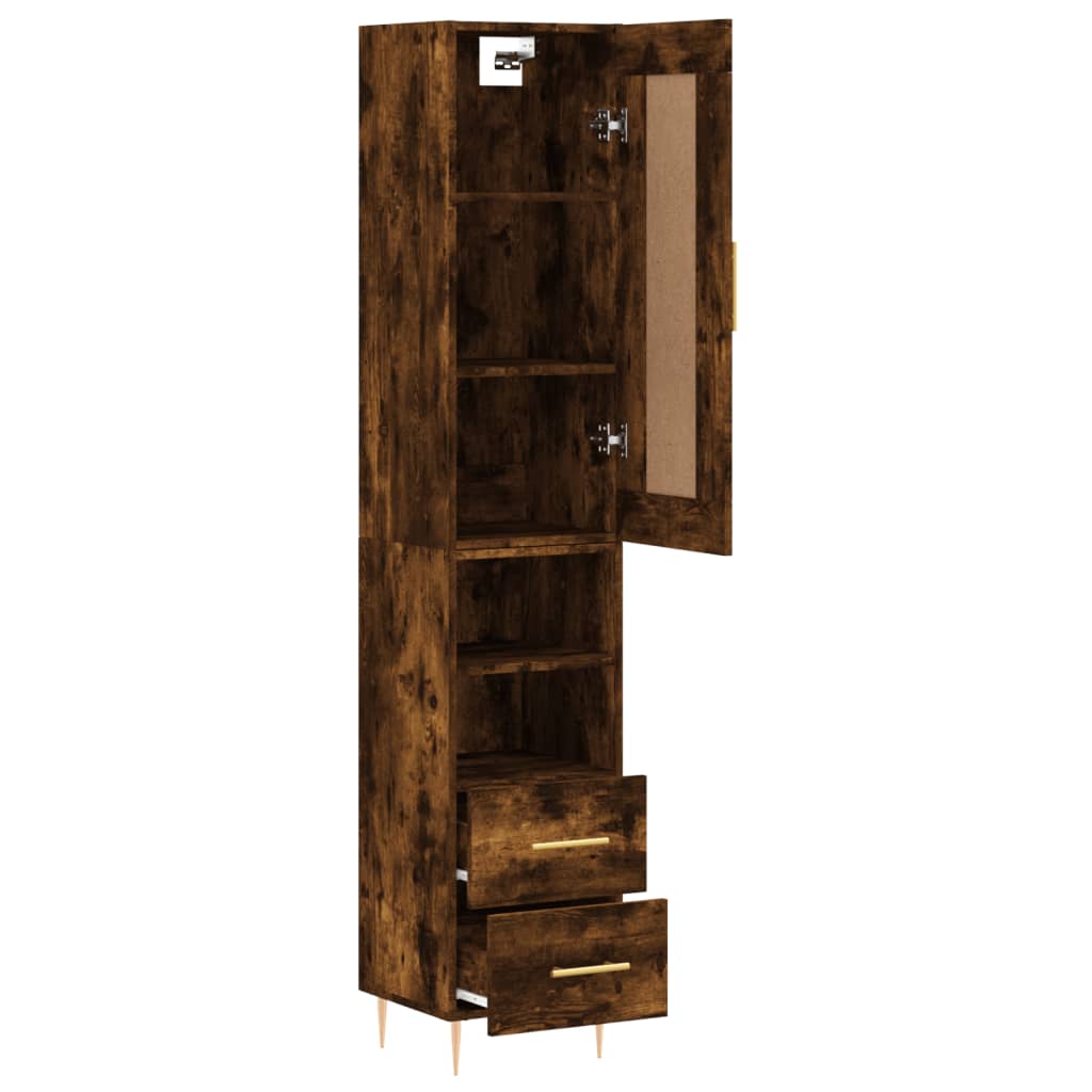 Tall cabinet, smoky oak, 34.5x34x180 cm, processed wood