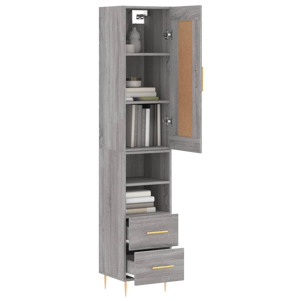 Tall cabinet, sonoma grey, 34.5x34x180 cm, engineered wood