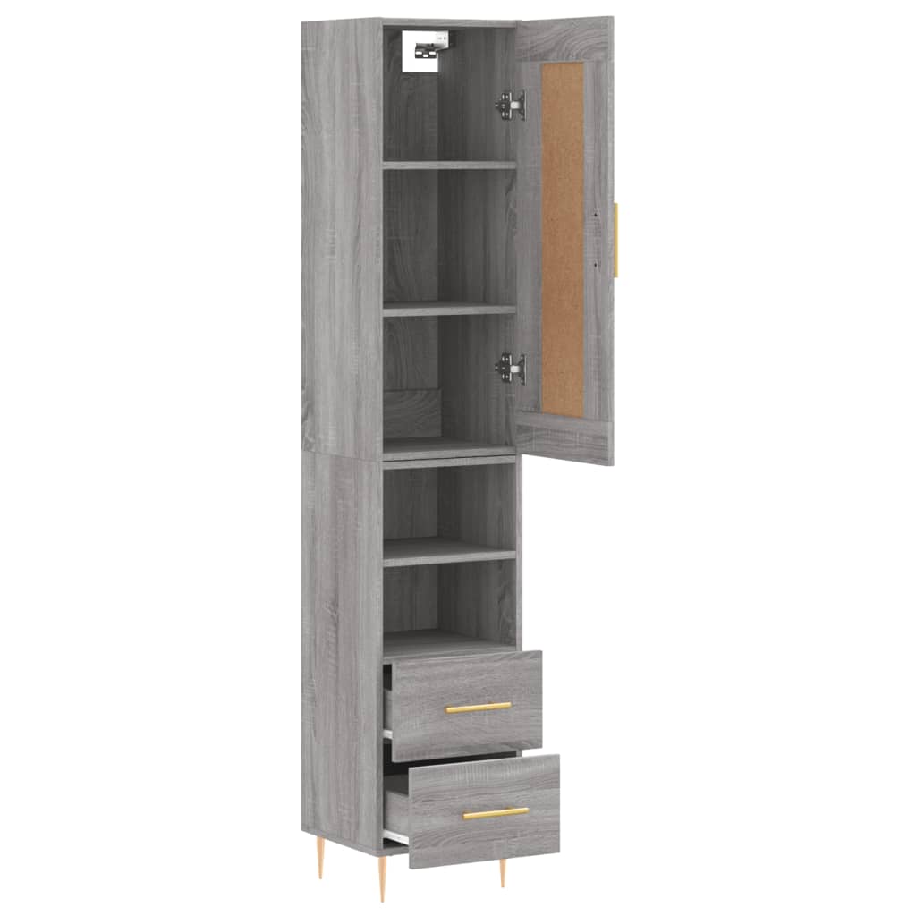 Tall cabinet, sonoma grey, 34.5x34x180 cm, engineered wood