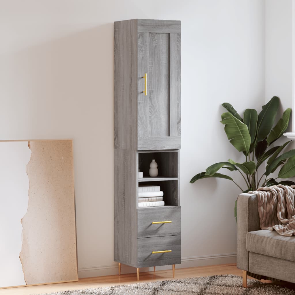 Tall cabinet, sonoma grey, 34.5x34x180 cm, engineered wood