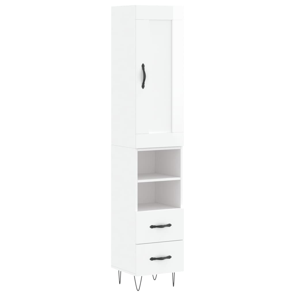 Tall cabinet, high-gloss white, 34.5x34x180 cm, engineered wood