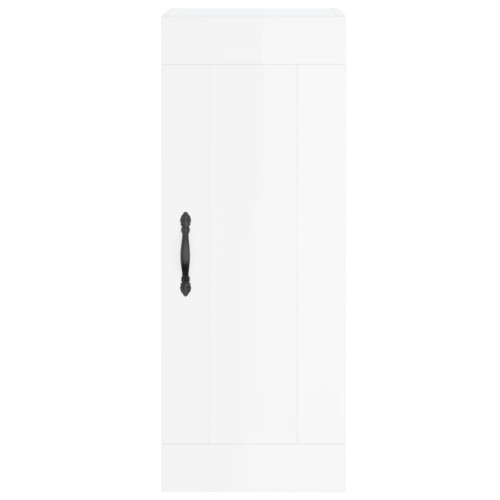 Tall cabinet, high-gloss white, 34.5x34x180 cm, engineered wood