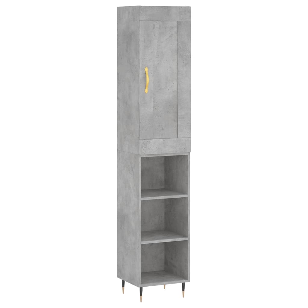 Tall cabinet, concrete grey, 34.5x34x180 cm, processed wood