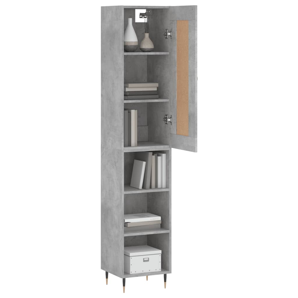 Tall cabinet, concrete grey, 34.5x34x180 cm, processed wood