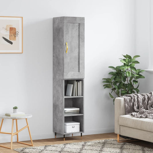 Tall cabinet, concrete grey, 34.5x34x180 cm, processed wood