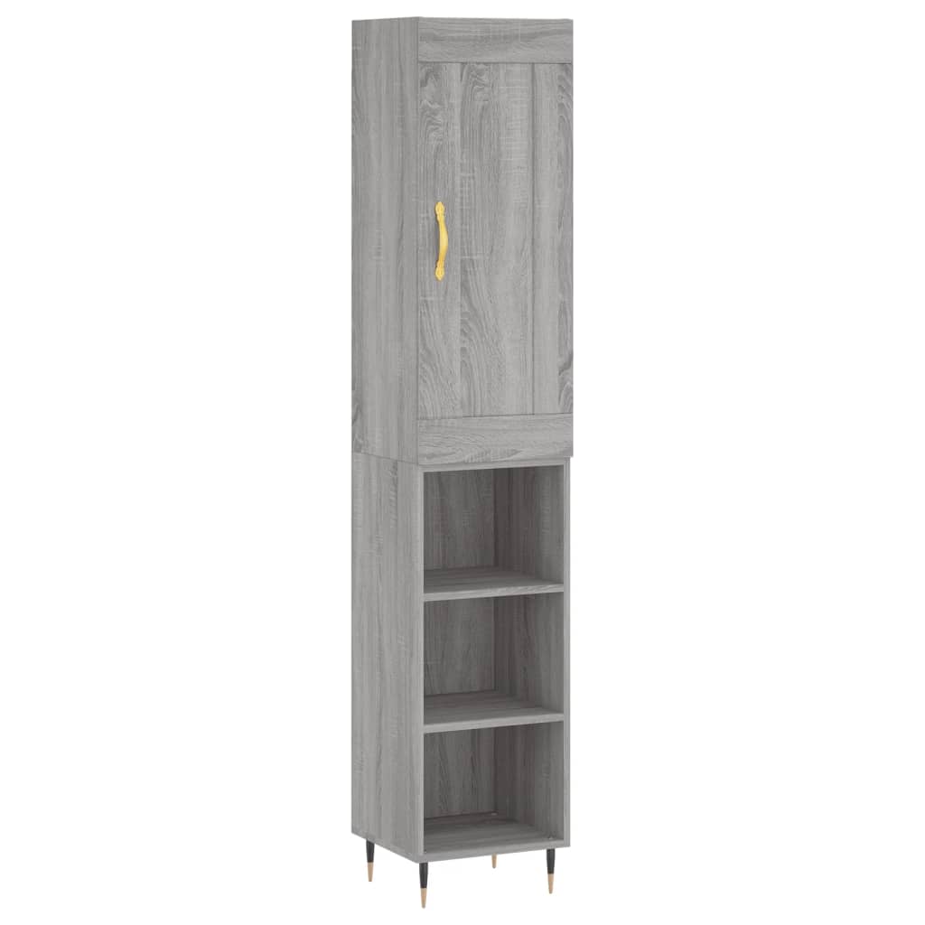 Tall cabinet, sonoma grey, 34.5x34x180 cm, engineered wood