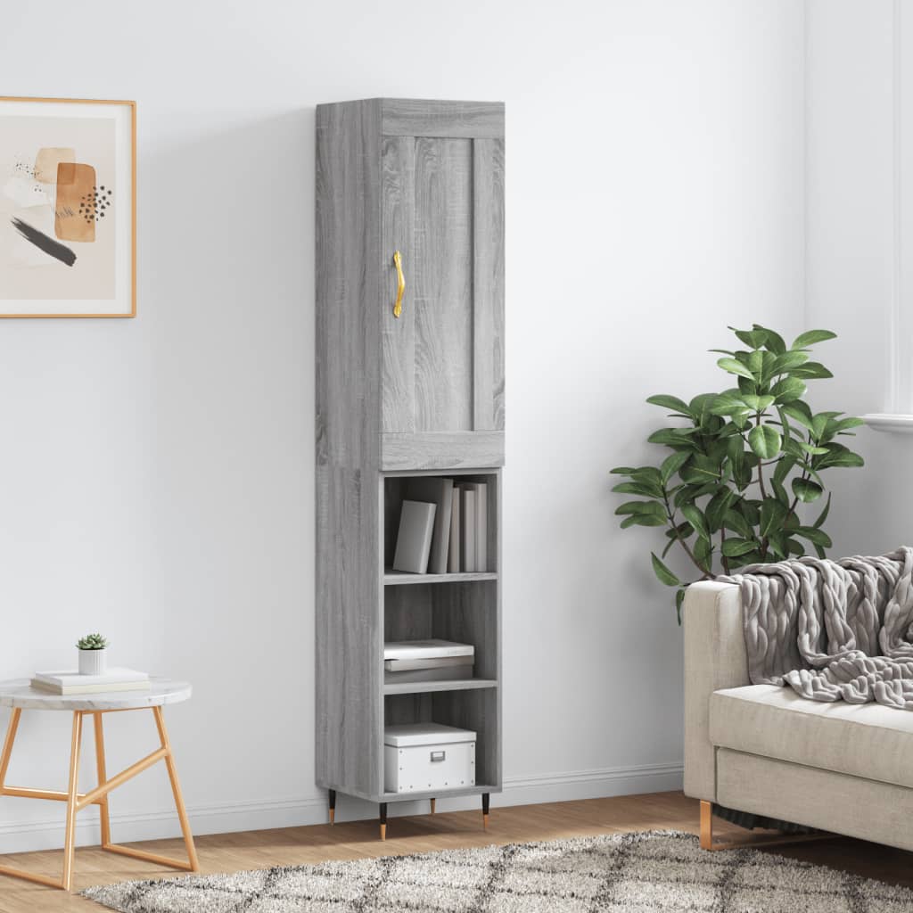 Tall cabinet, sonoma grey, 34.5x34x180 cm, engineered wood