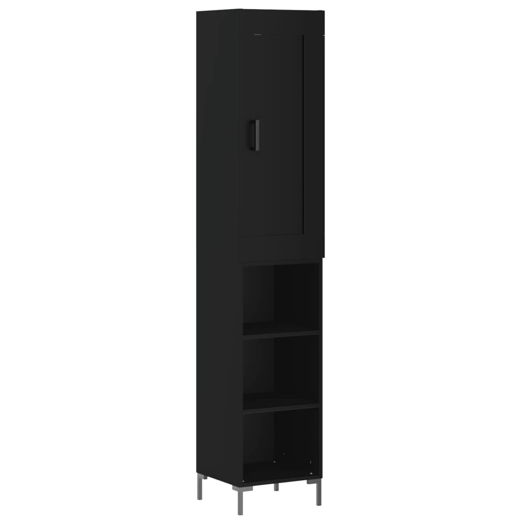 Tall cabinet, black, 34.5x34x180 cm, processed wood