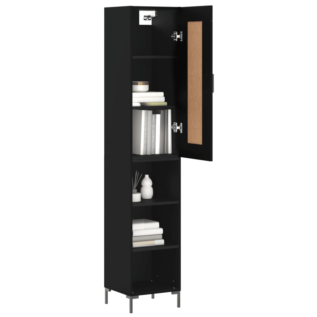 Tall cabinet, black, 34.5x34x180 cm, processed wood