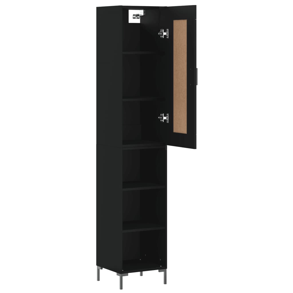 Tall cabinet, black, 34.5x34x180 cm, processed wood