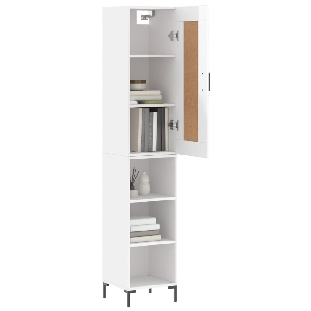 Tall cabinet, high-gloss white, 34.5x34x180 cm, engineered wood