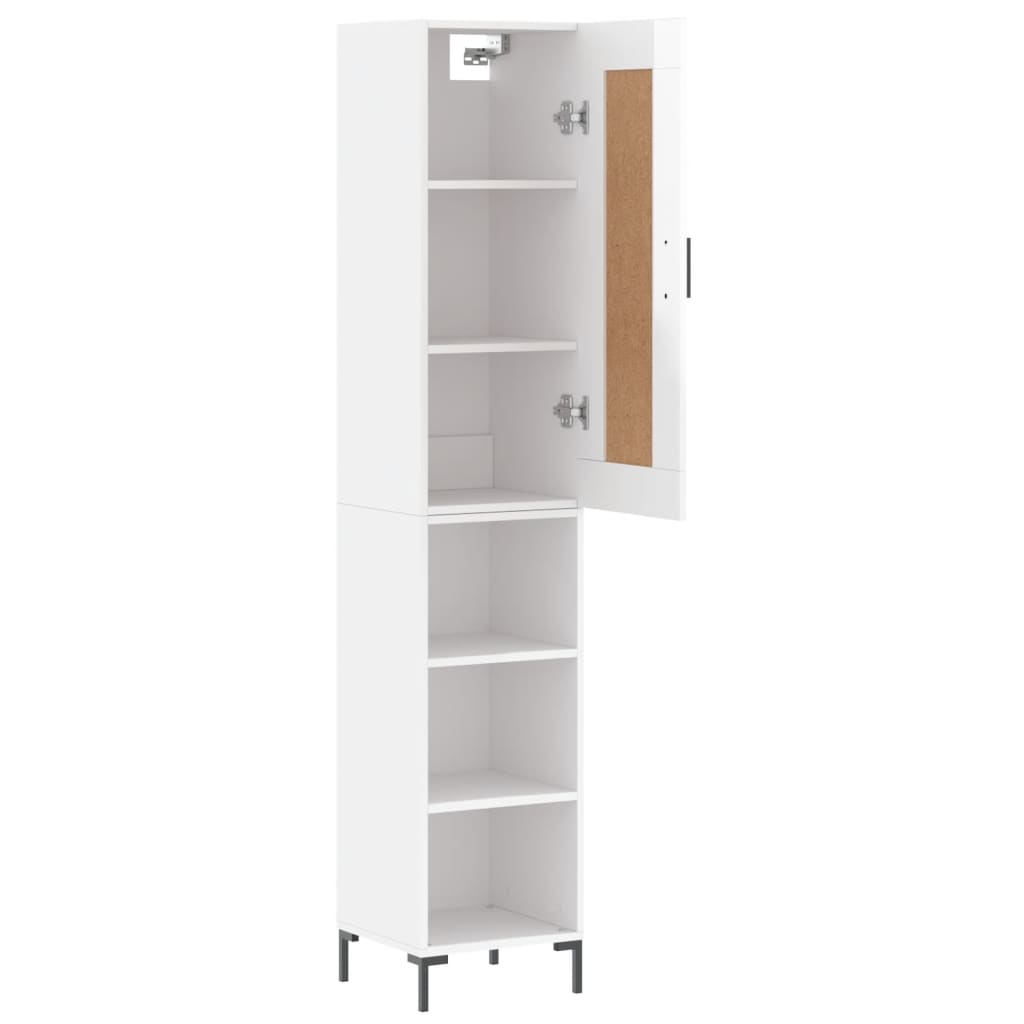 Tall cabinet, high-gloss white, 34.5x34x180 cm, engineered wood