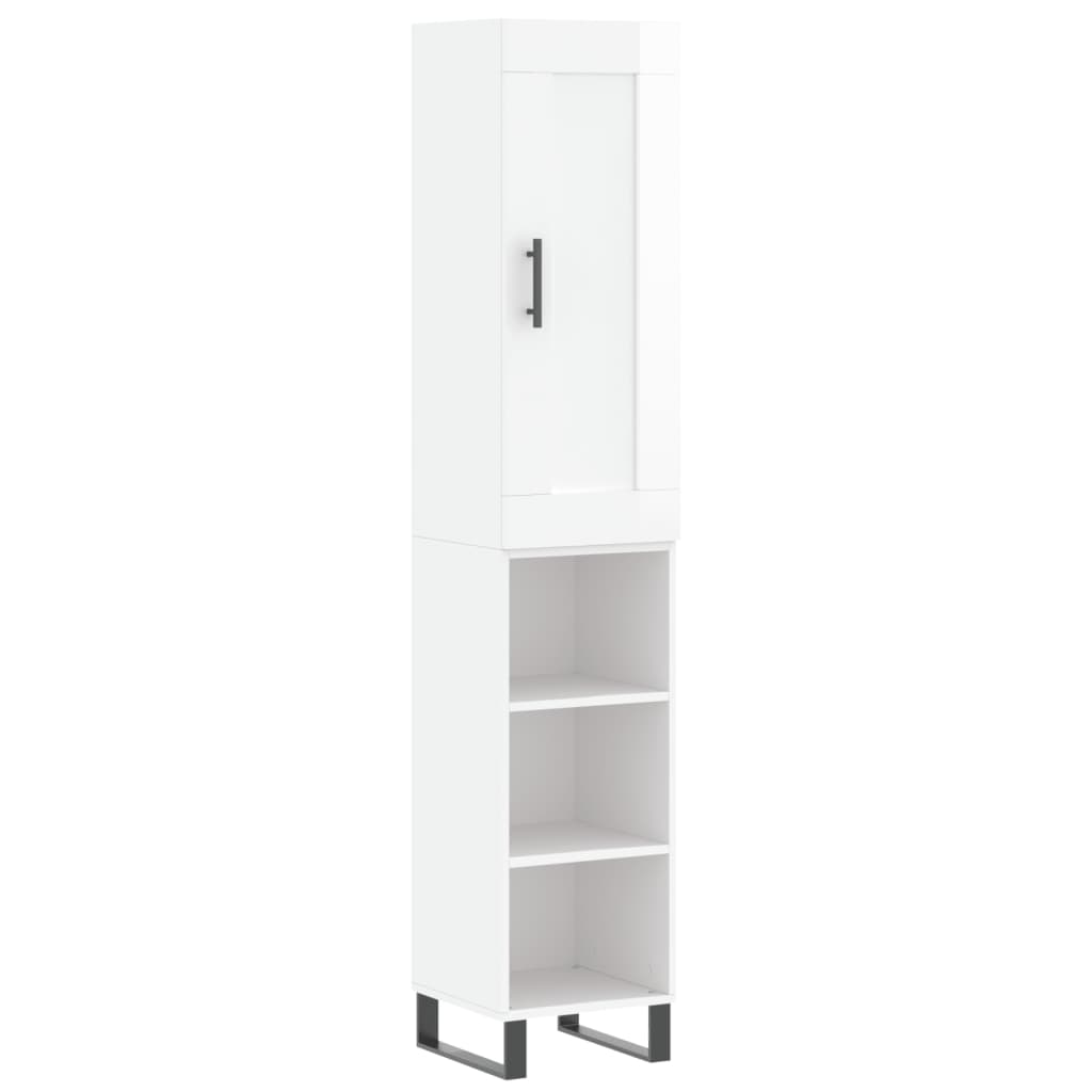 Tall cabinet, high-gloss white, 34.5x34x180 cm, engineered wood