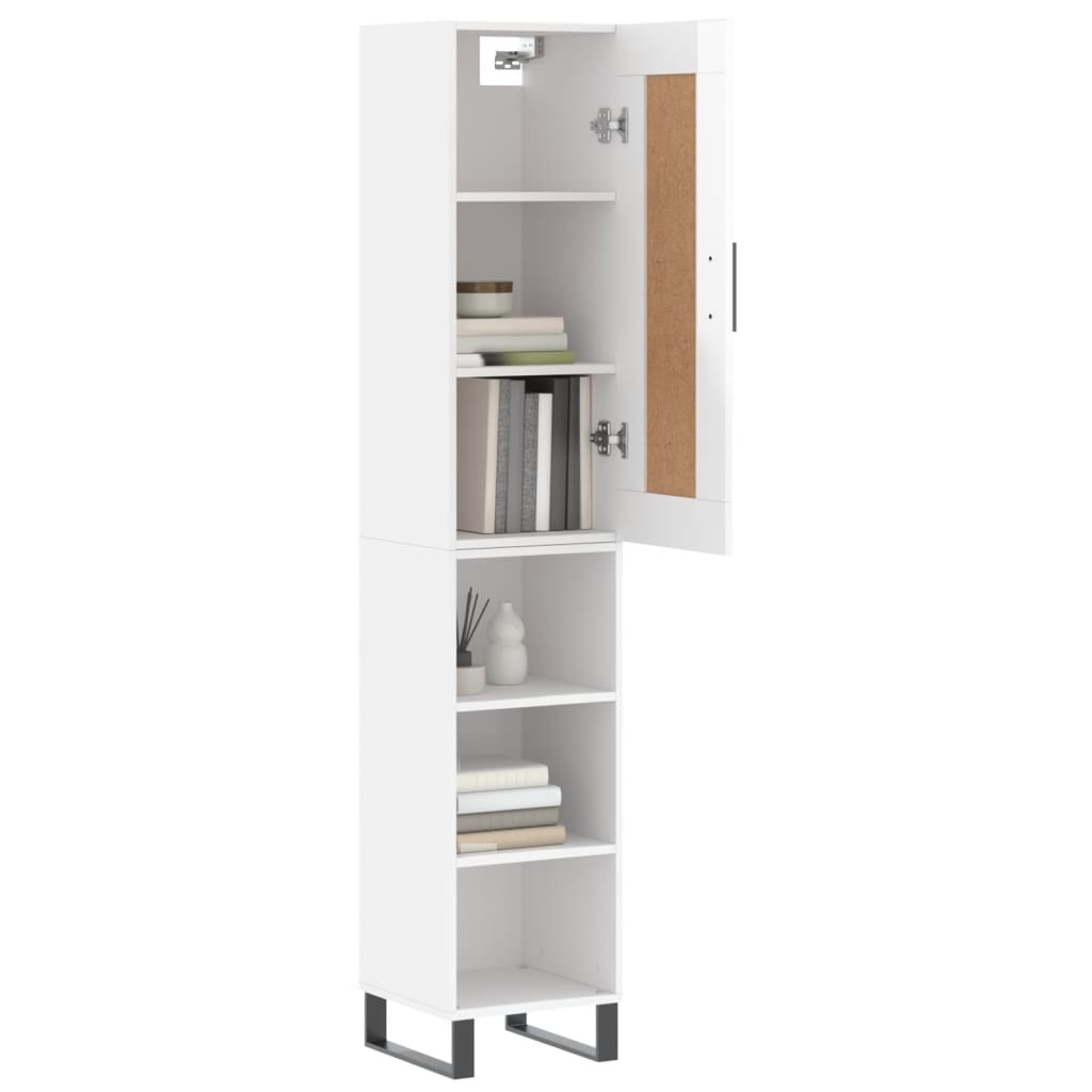 Tall cabinet, high-gloss white, 34.5x34x180 cm, engineered wood