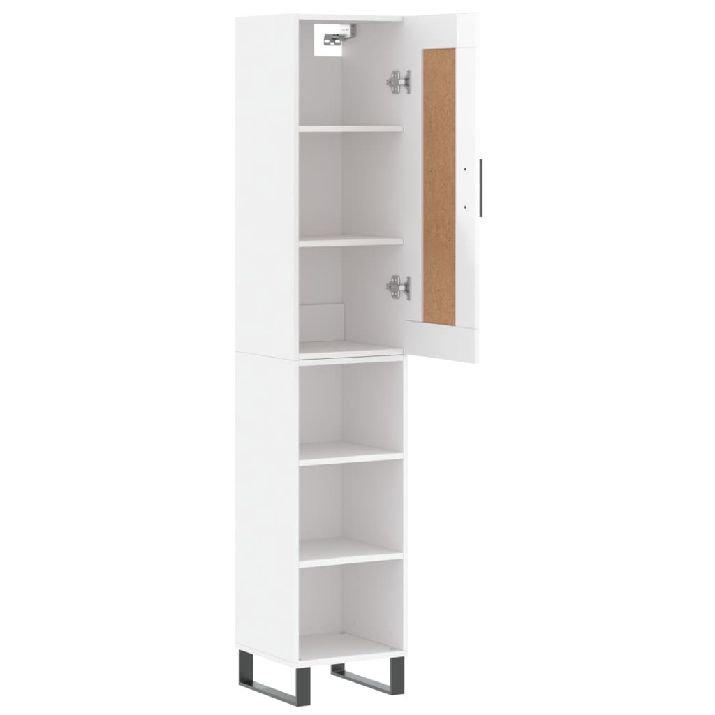 Tall cabinet, high-gloss white, 34.5x34x180 cm, engineered wood