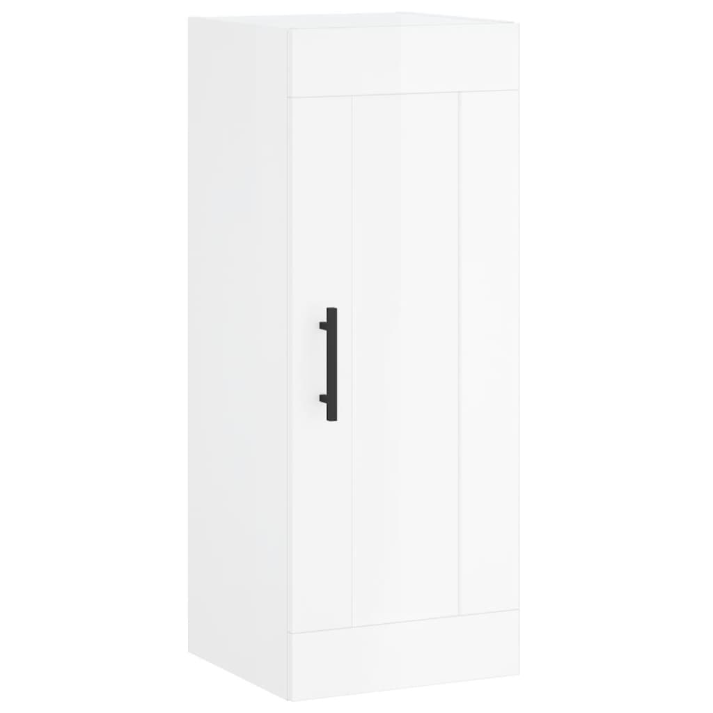 Tall cabinet, high-gloss white, 34.5x34x180 cm, engineered wood