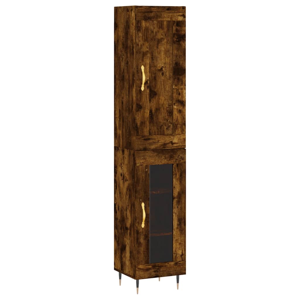 Tall cabinet, smoky oak, 34.5x34x180 cm, processed wood