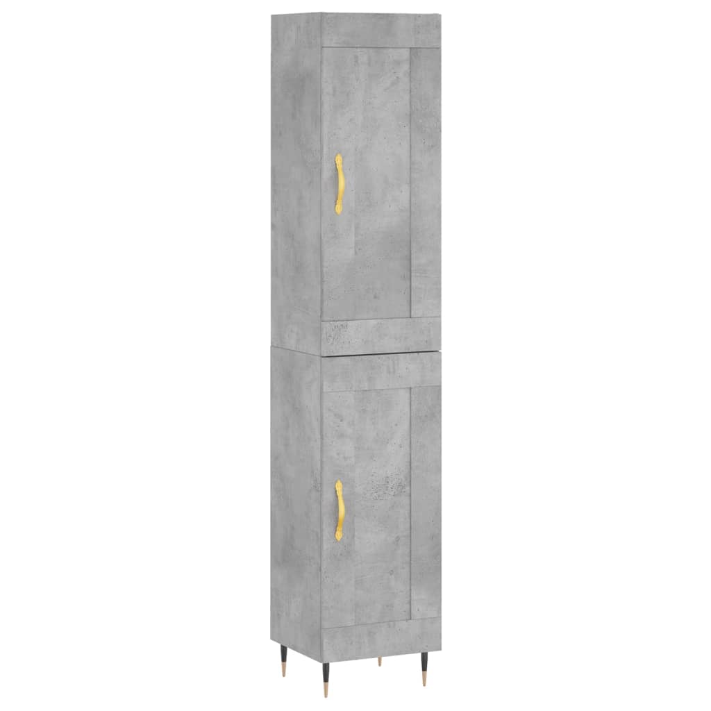 Tall cabinet, concrete grey, 34.5x34x180 cm, processed wood