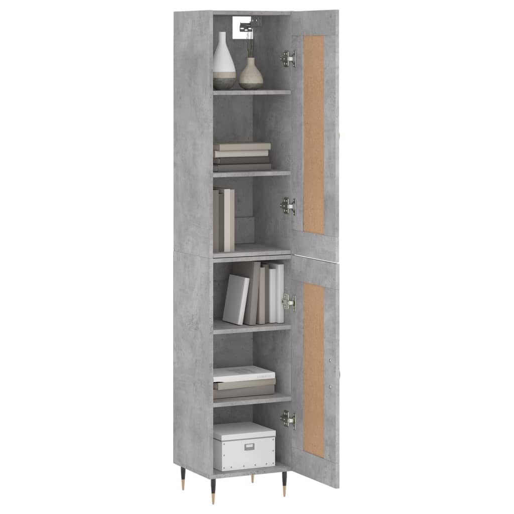 Tall cabinet, concrete grey, 34.5x34x180 cm, processed wood