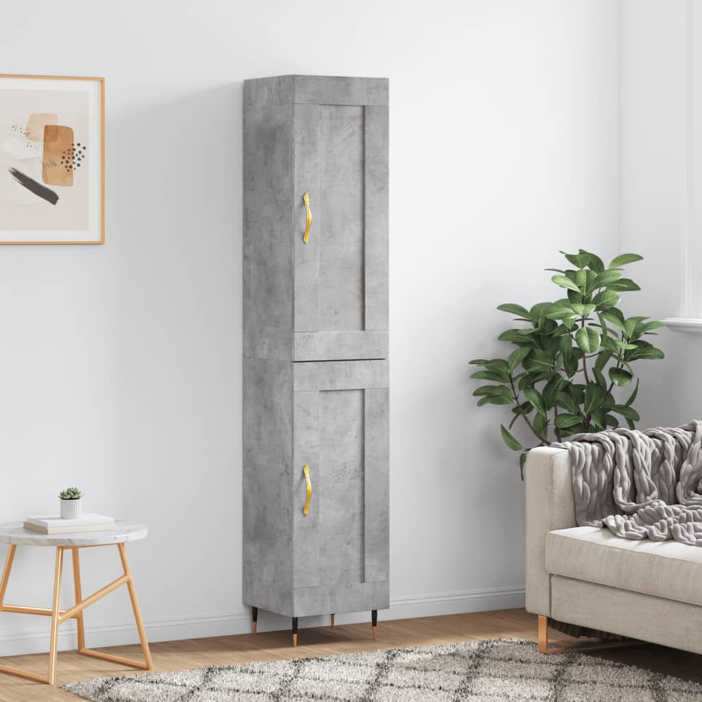 Tall cabinet, concrete grey, 34.5x34x180 cm, processed wood