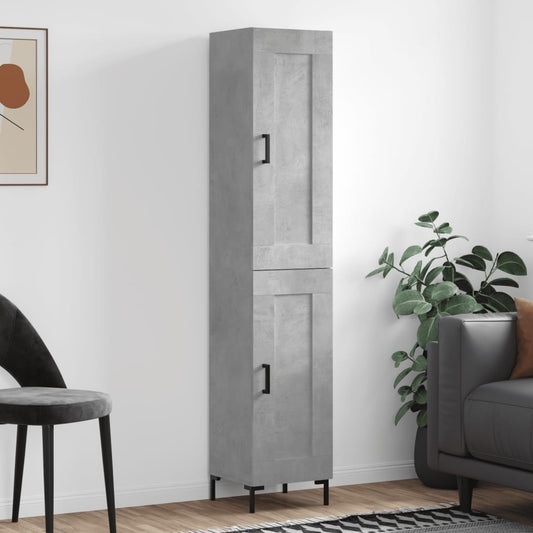 Tall cabinet, concrete grey, 34.5x34x180 cm, processed wood