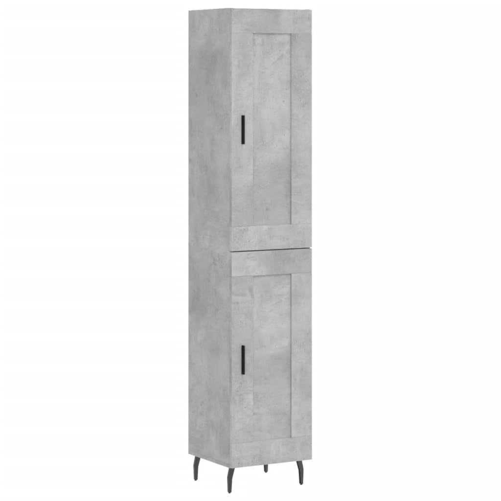 Tall cabinet, concrete grey, 34.5x34x180 cm, processed wood