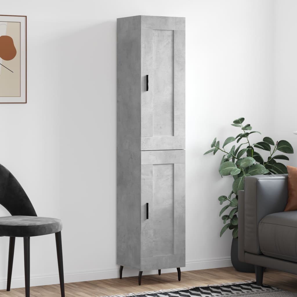 Tall cabinet, concrete grey, 34.5x34x180 cm, processed wood