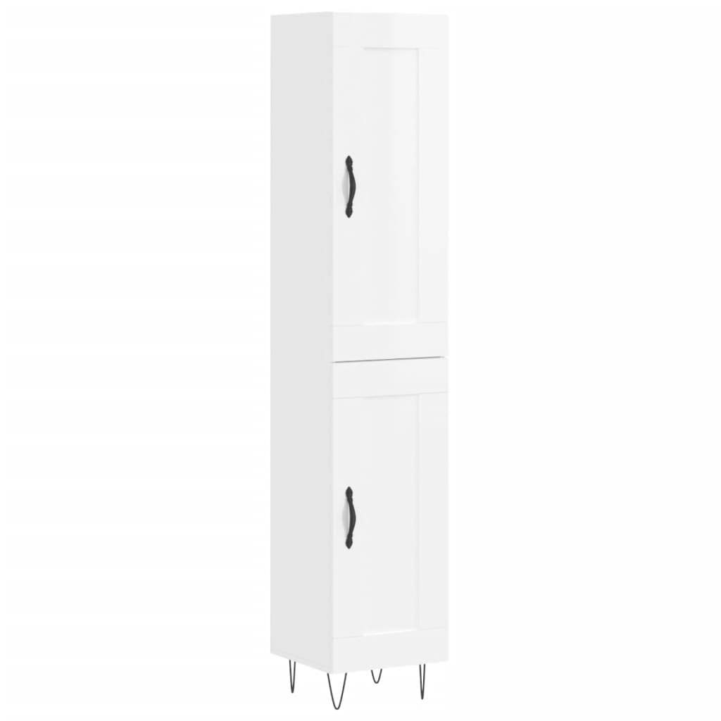 Tall cabinet, high-gloss white, 34.5x34x180 cm, engineered wood