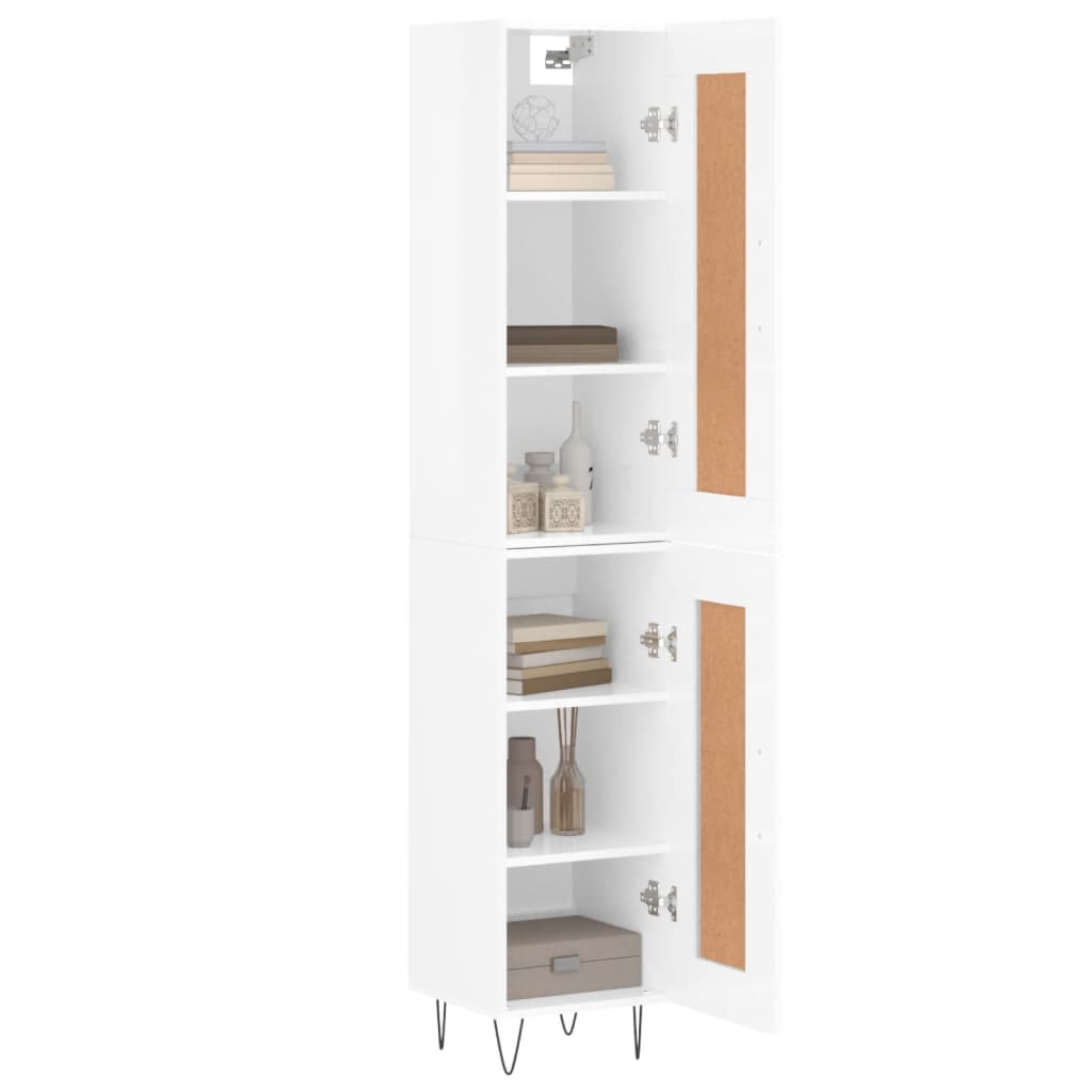 Tall cabinet, high-gloss white, 34.5x34x180 cm, engineered wood