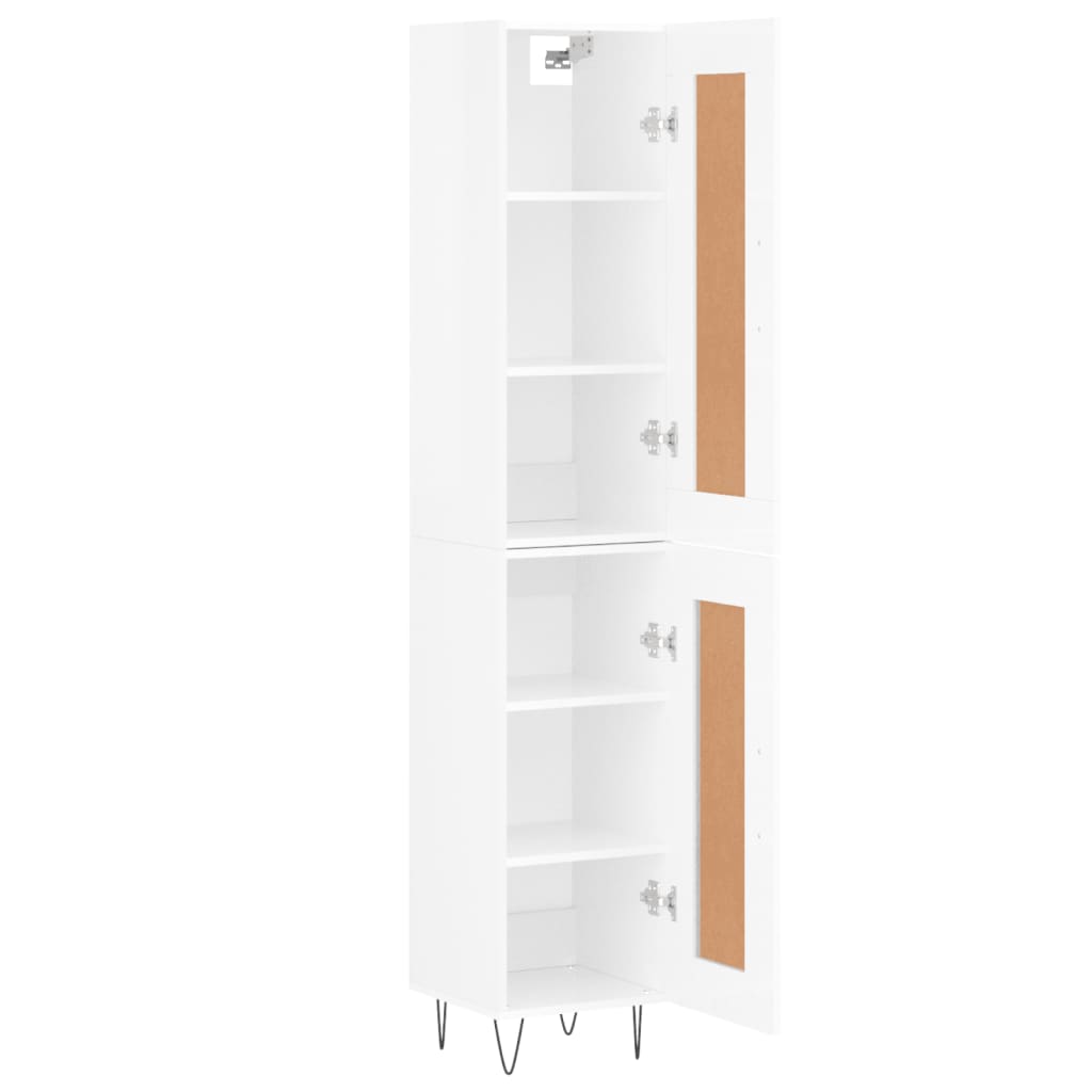 Tall cabinet, high-gloss white, 34.5x34x180 cm, engineered wood