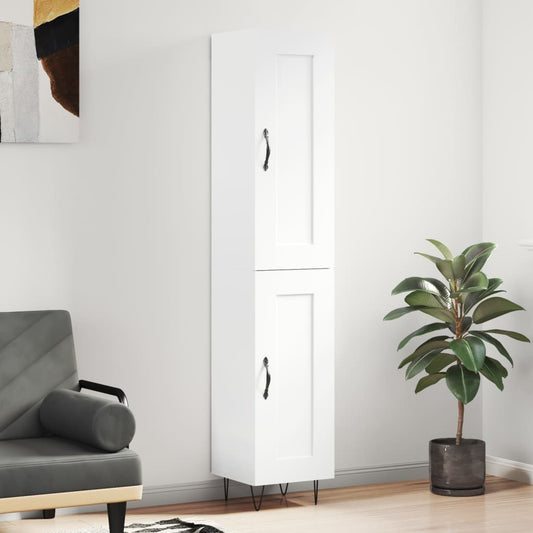 Tall cabinet, high-gloss white, 34.5x34x180 cm, engineered wood