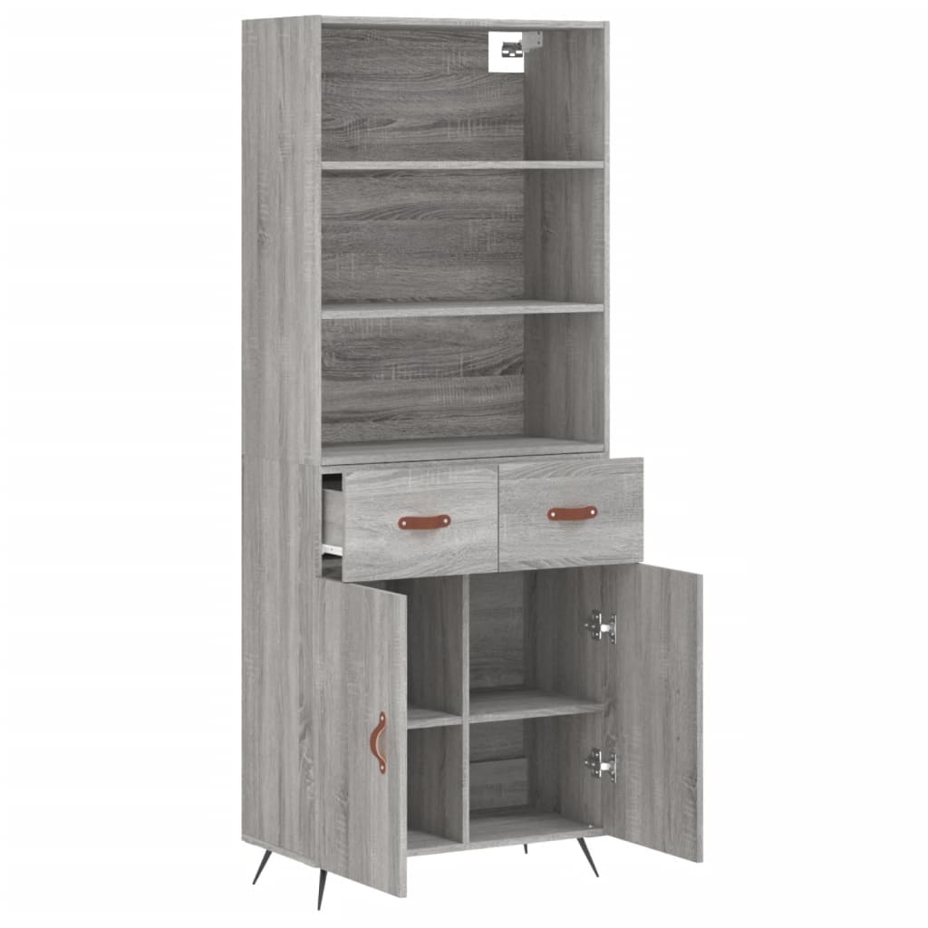 Tall cabinet, sonoma gray, 69.5x34x180 cm, composite wood