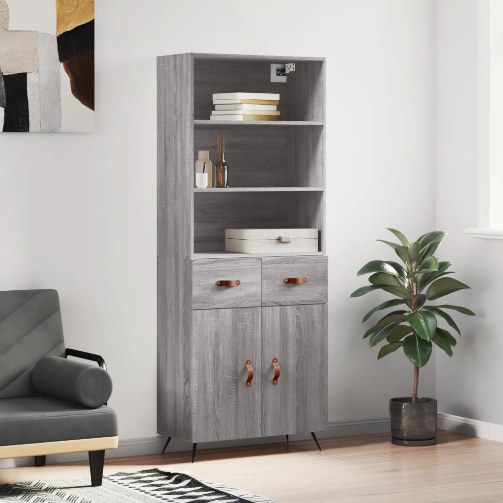 Tall cabinet, sonoma gray, 69.5x34x180 cm, composite wood