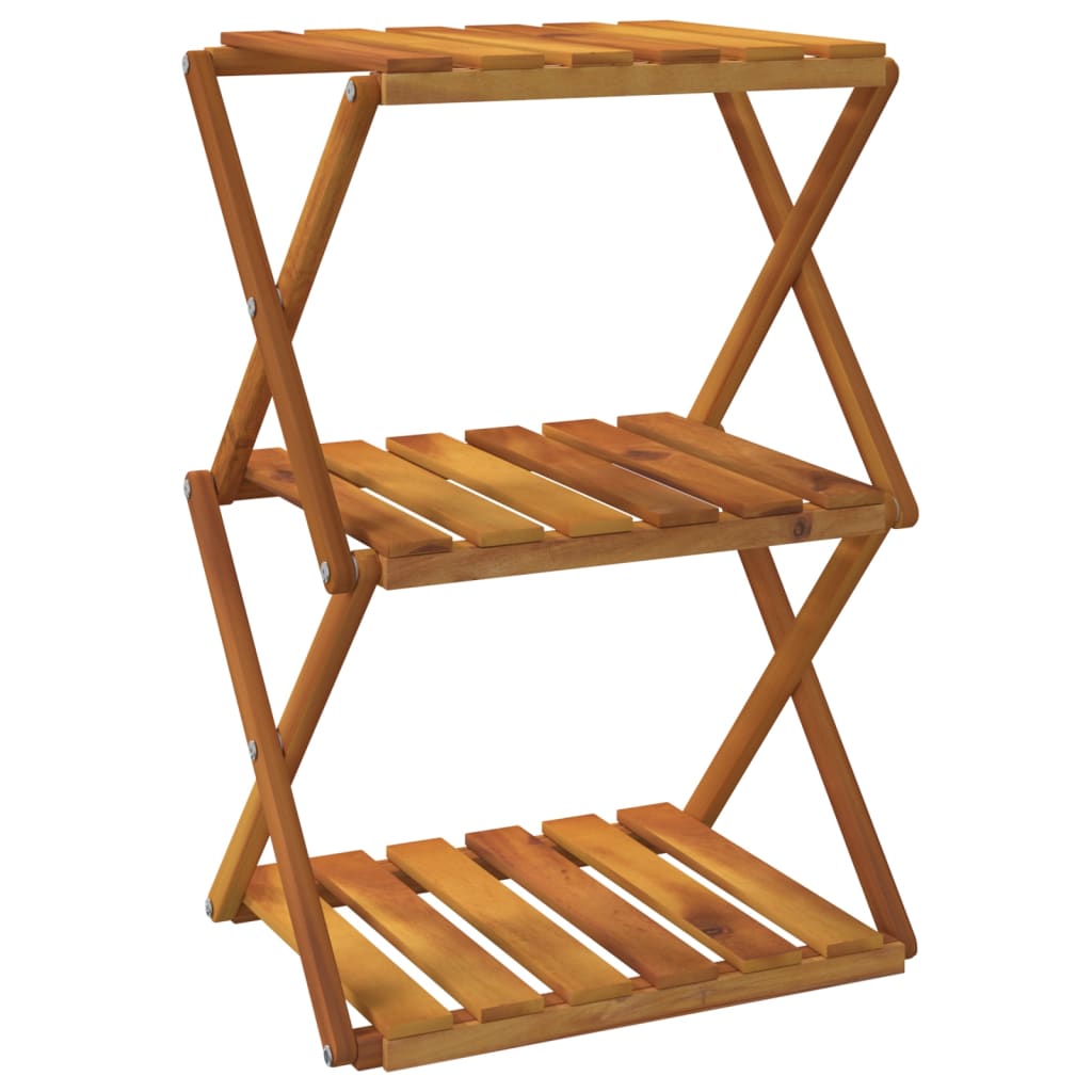 3-tier foldable shelf, brown, 43x31x63 cm solid acacia wood