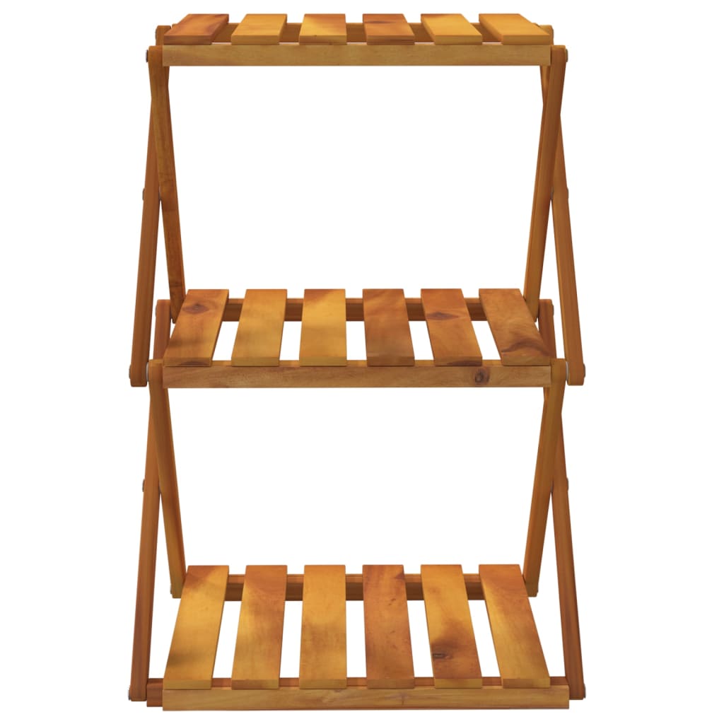 3-tier foldable shelf, brown, 43x31x63 cm solid acacia wood