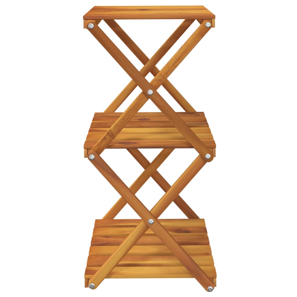 3-tier foldable shelf, brown, 43x31x63 cm solid acacia wood