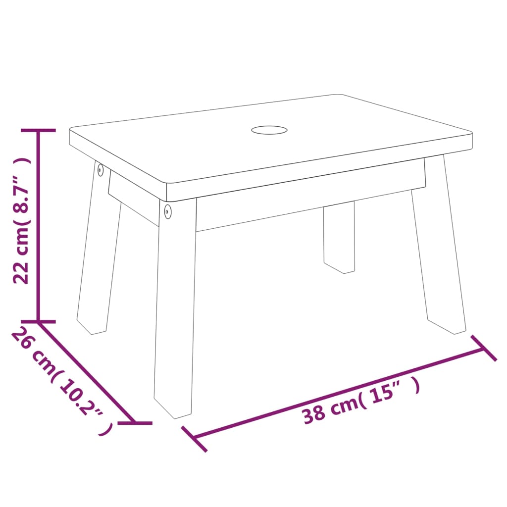 1-step stool, 38x26x22 cm, solid acacia wood