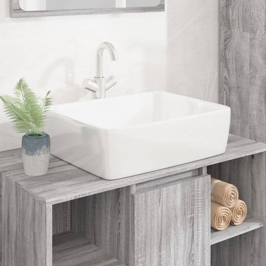 Bathroom sink, white, 48x37x13 cm, ceramic, rectangular