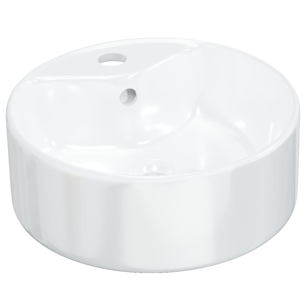 Bathroom sink, white, 40x14.5 cm, ceramic, round