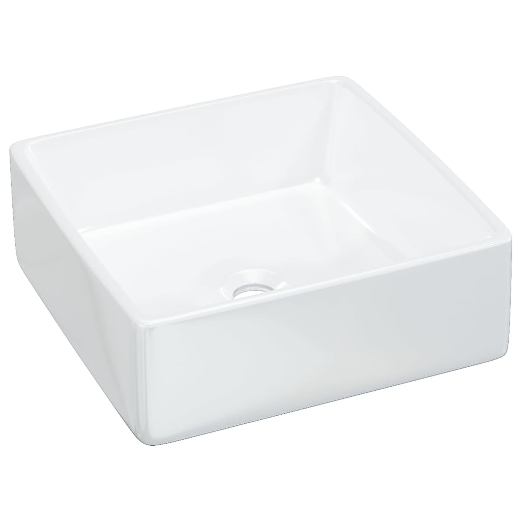 Bathroom sink, white, 37x37x13 cm, ceramic, square