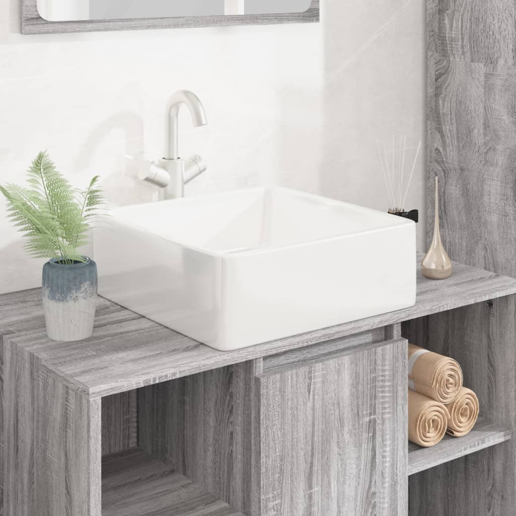 Bathroom sink, white, 37x37x13 cm, ceramic, square