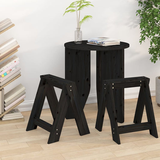 Chairs, 2 pcs., black, 40x40x45 cm, solid pine wood