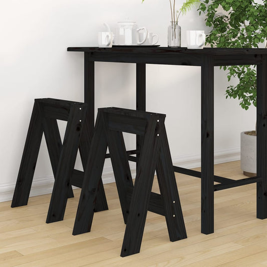 Chairs, 2 pcs., black, 40x40x60 cm, solid pine wood