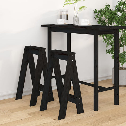 Chairs, 2 pcs., black, 40x40x75 cm, solid pine wood