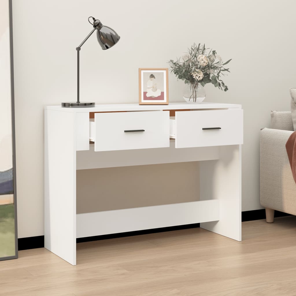 Console table, white, 100x39x75 cm, composite wood