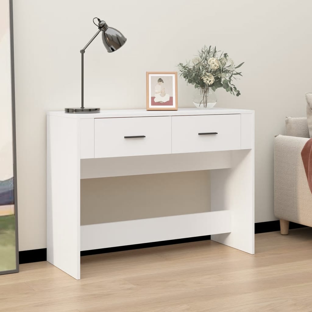 Console table, white, 100x39x75 cm, composite wood